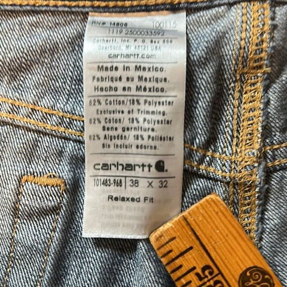 Carhartt Denim Jeans Men's‎ 38X32 Relaxed Fit Blue With Fade Distressed 100115 - Picture 6 of 6